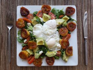 Plantain Salad with Poached Eggs